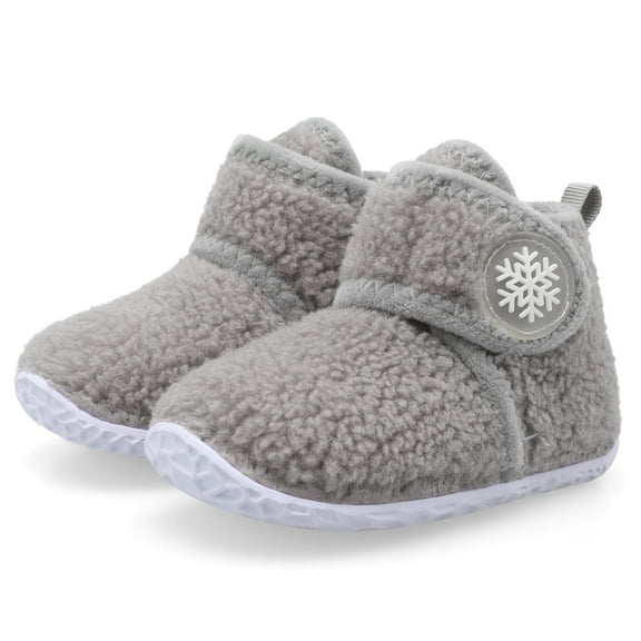 Barerun Toddler Boys Girls House Slippers Indoor Home Shoes Warm Socks for Kids Grey