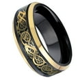 thumbnail image 5 of Tungsten Rings for Men Wedding Bands for Him Womens Wedding Bands for Her 8mm Black Yellow Gold Loyal Celtic Dragon Knot, 5 of 9