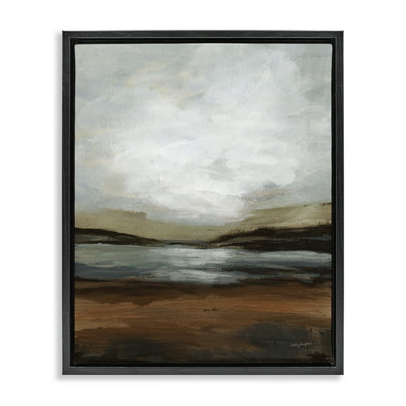 Stupell Industries Copper Creek Landscape Abstract Painting Black Floater Framed Canvas Art Print Wall Art, 17 x 21