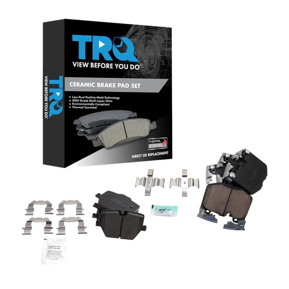 TRQ Front and Rear Brake Pad Set Ceramic Hardware Fits 2019-2021 BMW 330i 330i xDrive 2020-2021 Z4 2020 M340i M340i xDrive 2020 Toyota GR Supra