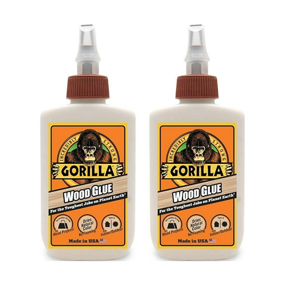 2PC Gorilla Wood Glue 4 Oz., Natural Wood (Dry)