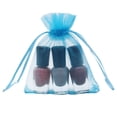 thumbnail image 4 of Paquete 100 Uds. Bolsas con cordón para joyería azul turquesa, 7*9cm pequeñas bolsas de malla para dulces Mini bolsita para pequeños regalos de Navidad joyería, 4 of 4