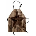 thumbnail image 1 of Rustic Apron, Wooden Background Pattern with a Weathered Star Figure Image, Unisex Kitchen Bib with Adjustable Neck for Cooking Gardening, Adult Size, Dunkelgrau Braun, by Ambesonne, 1 of 4