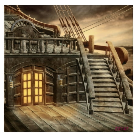 Image of 5x7FT Vinyl Studio Photography Backdrop Retro Pirate Ship Photo Background