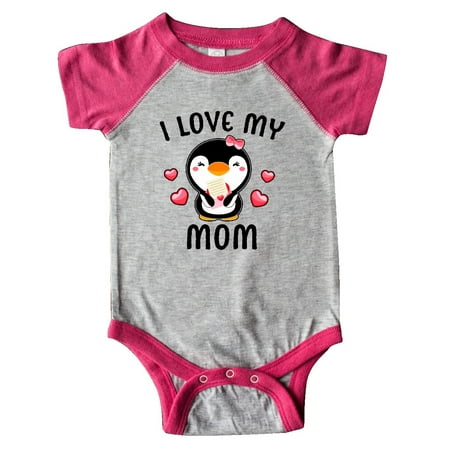 

Inktastic I Love My Mom with Cute Penguin and Hearts Gift Baby Girl Bodysuit