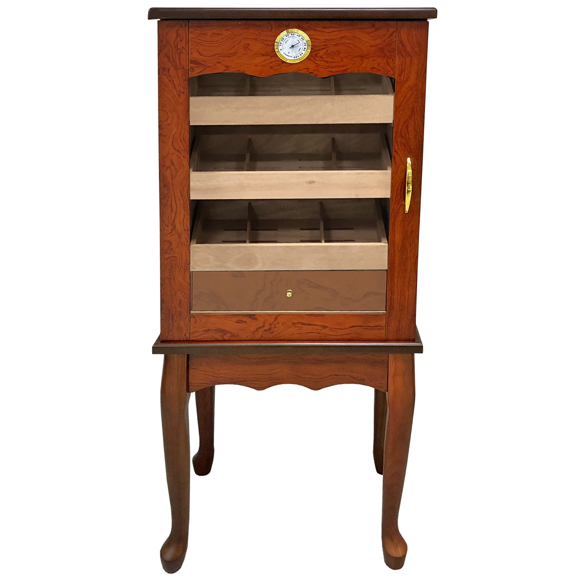 Belmont End Table Cigar Humidor w/ Glass Door - Bronze Mahogany Finish - Capacity: 600