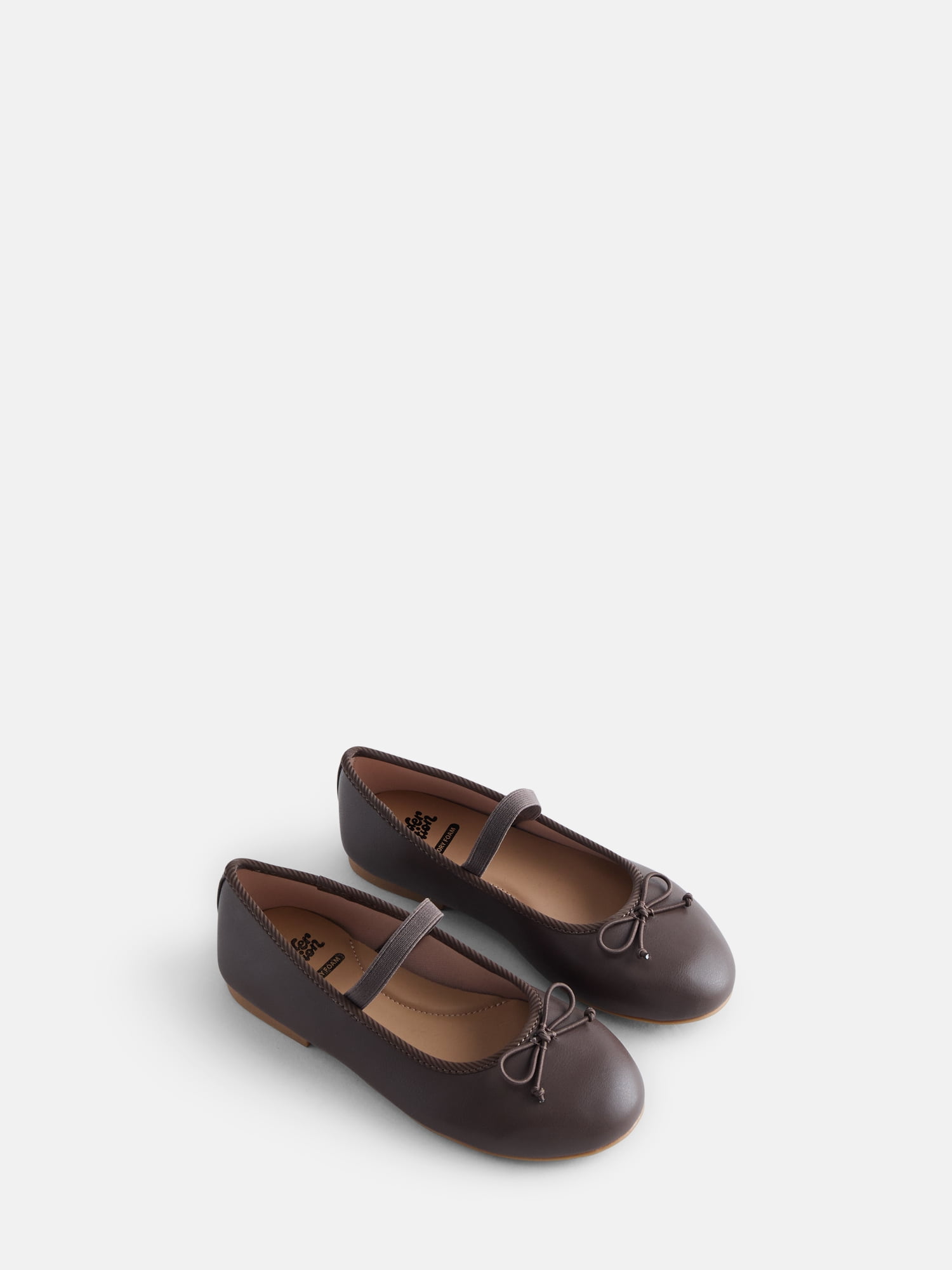 Wonder Nation Little and Big Girls Bow Ballet Dress Shoes