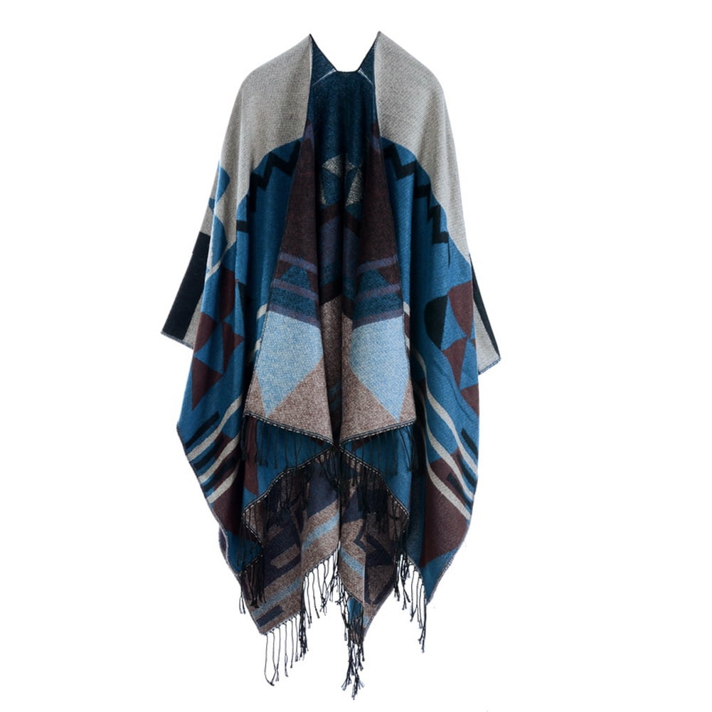 Women Knitted Cape Blanket Imitation Cashmere Poncho Open Front Shawl Ladies Lot