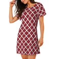 thumbnail image 2 of Gaeub Chemise de Nuit à Manches Courtes Imprimé Marocain Rouge pour Femmes, Pyjama Ample et Confortable, Robes de Nuit d'Été pour Femmes, 2 of 6