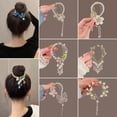 thumbnail image 2 of Horquilla con borlas y flores de perlas para el pelo, pinza para el pelo con forma de disco en la parte posterior, accesorio para el pelo de alta calidad para mujer, 2 of 6