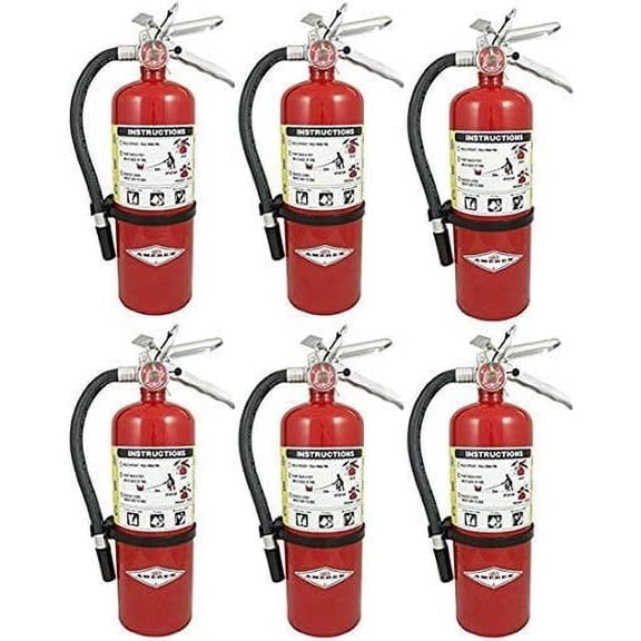 Amerex B402, 5lb ABC Dry Chemical Class A B C Fire Extinguisher, with Wall Bracket, 6 Pack