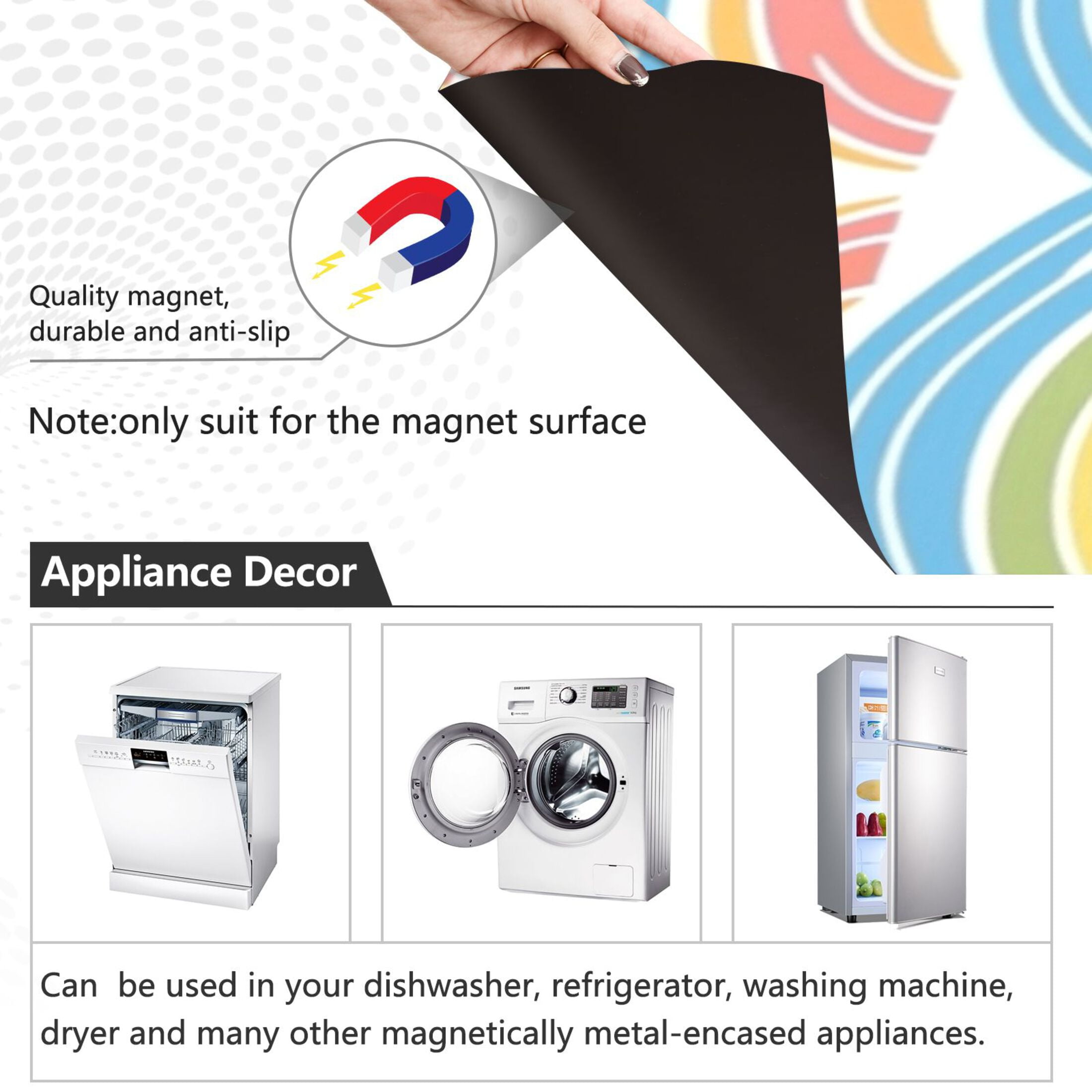 Dishwasher Magnetic Sticker 23x26 Inch Refrigerator Magnetic Sticker Washing Machine Magnetic Sticker Kitchen Panel Magnetic Sticker Home Decor Cute Cartoon Rainbow