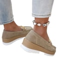 thumbnail image 4 of Willtoo Women's Comfortable Thick-Soled Slip-On Wedge Shoes, Jeans Flats with Soft & Flexible Soles, Sneakers for Women Loafers Comfy Buckle Decor, 4 of 5