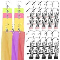 Tcwhniev 20 Pack Boot Hanger for Closet,Hanging Clip Hooks,Stainless Steel Hanging Hold Clip Space Saving Hangers Single Clip for Jeans Boots Hats Towels,Curtain Rings with Clips