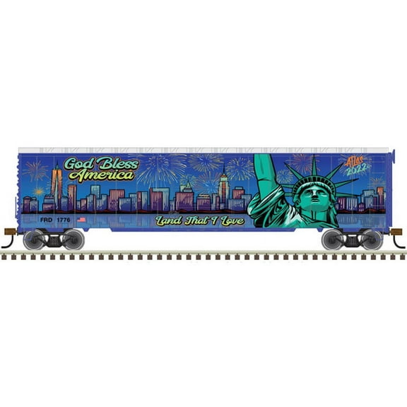 Atlas HO Scale 50' Postwar SD Boxcar Independence Day/July 4th Holiday #2022