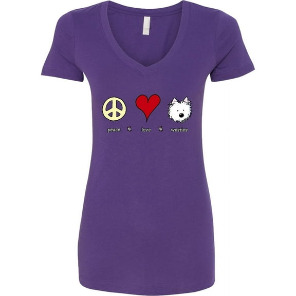 Inktastic Peace Love Westies Women's V-Neck T-Shirt