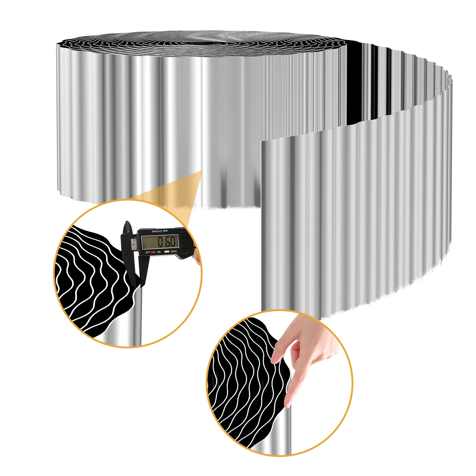 Corrugated Metal Garden Edging, 6''x20FT Galvanized Steel Landscape Border for Flower Beds, Lawn, Yard & Pavers