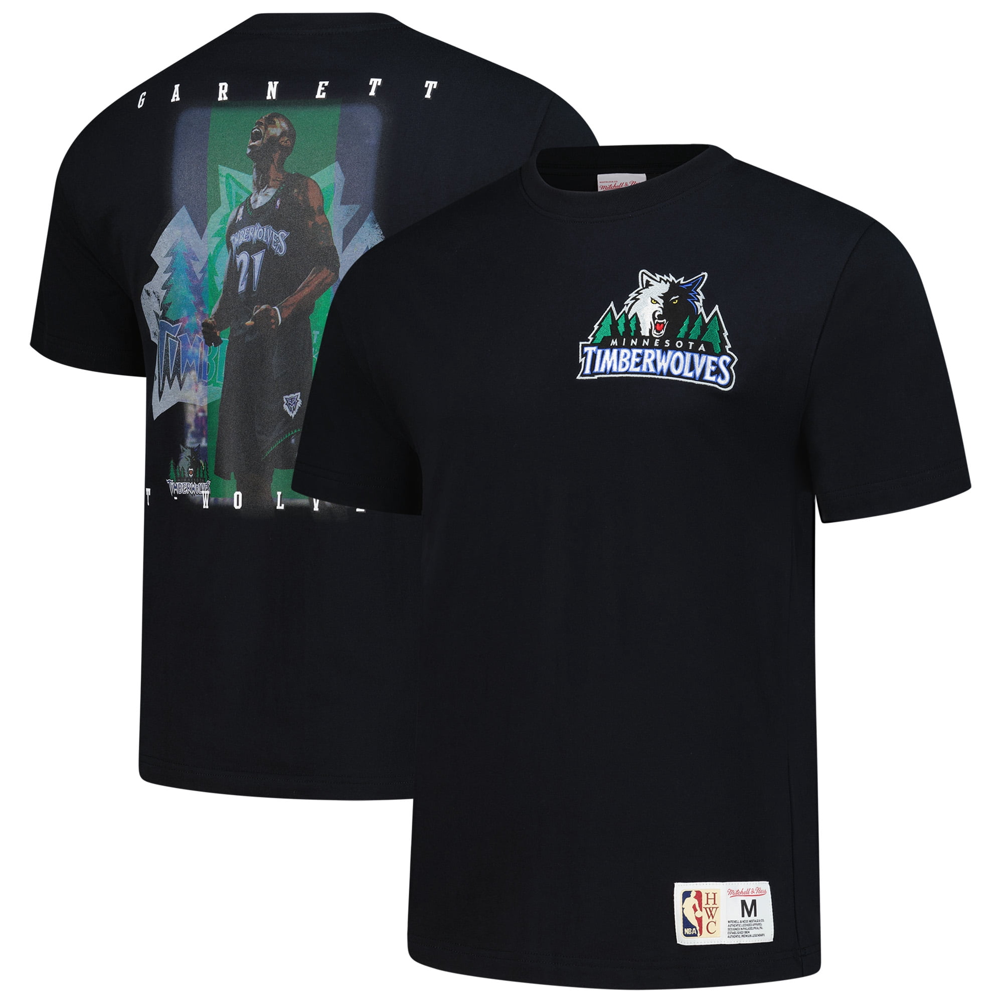 Men's-Mitchell & Ness Kevin Garnett Black Minnesota Timberwolves Hardwood Classics NBA Legends T-Shirt