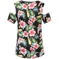 thumbnail image 2 of SSLR Women's T-Shirts Printed Short Sleeve Cold Shoulder Tops, 2 of 6