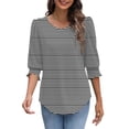 thumbnail image 3 of Bovxnpu 3/4 Length Sleeve Womens Tops, Dressy Casual Blouses Tunic Tops Basic Loose Shirts Summer Outfits Beach Vacation Plus Size Spring Clothes XXL, 3 of 6