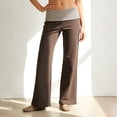 thumbnail image 2 of WERYOUNG Women's Casual Pants Solid Color Elastic Waist Low Rise Trousers Daily Wear Relaxed Fit Straight Leg Pant Home Lounging Soft Breathable Slacks, 2 of 4