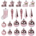 thumbnail image 2 of AuroraX Shatterproof Christmas Decorations Plastic 2025 Pink 21 Pack Christmas Tree Ornaments Christmas Ball Ornaments(Multi-Shape) Women Holiday Party Supplies, 2 of 3