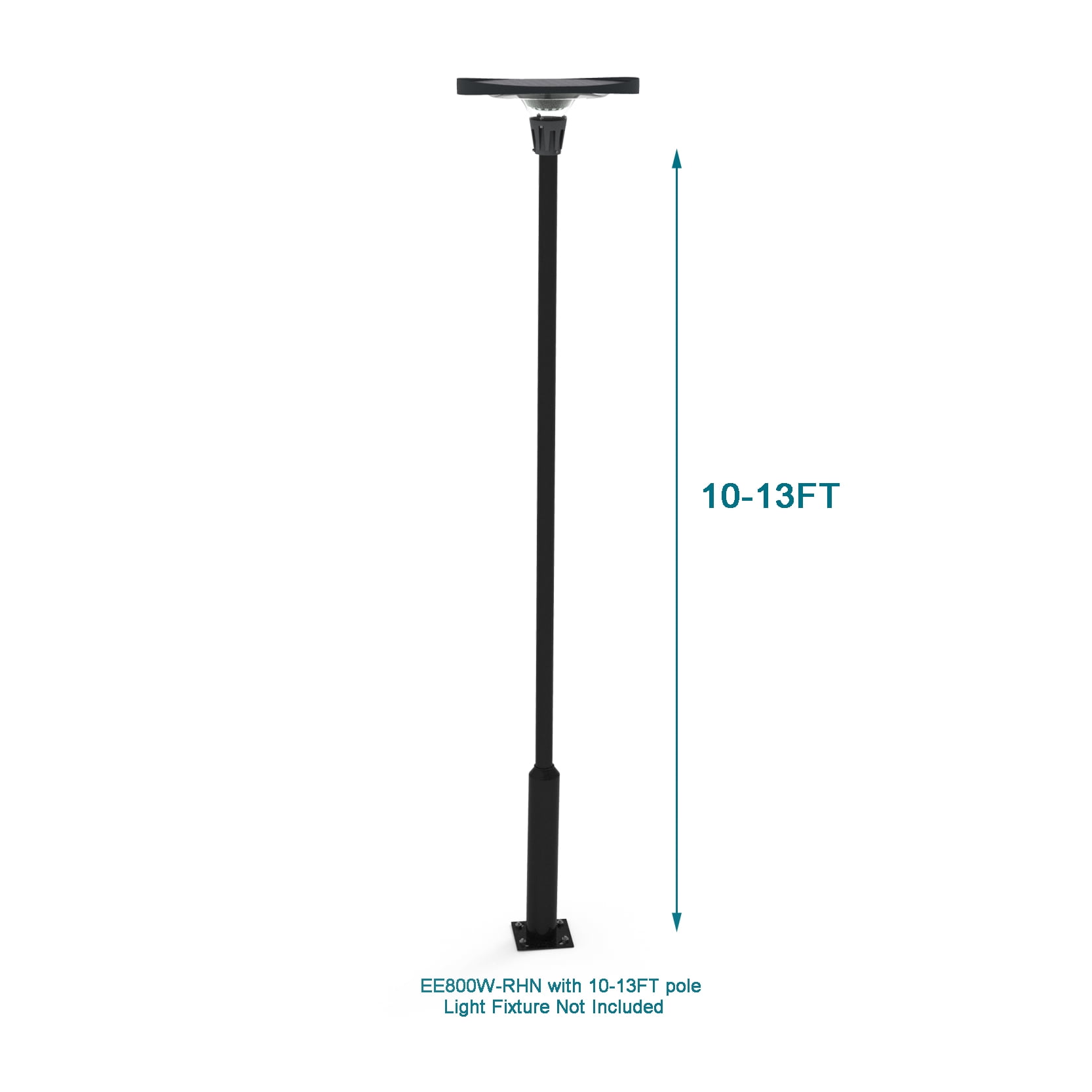 Outdoor Universal Light Post Pole 2.5–13 ft – Adjustable Black Metal Lamp Post with Metal Rebar Cage, Heavy-Duty Outdoor Street Yard Lighting Support