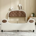 ZAFLY Full Size Bed Frames for Kids, Children Upholstered Bed with Rabbit Ears Headboard, Bunny