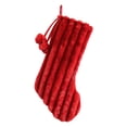 thumbnail image 2 of 1 Pack Red Striped Plush Christmas Stocking, Faux Fur Cuff Large Capacity Xmas Hanging Stocking, Washable Reusable Festive Gift Pouch for Fireplace & Christmas Tree Holiday Decoration, 2 of 7