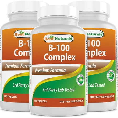 3 Pack Best Naturals B-100 Complex 120 Tablets (Time Released)