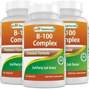3 Pack Best Naturals B-100 Complex 120 Tablets (Time Released)