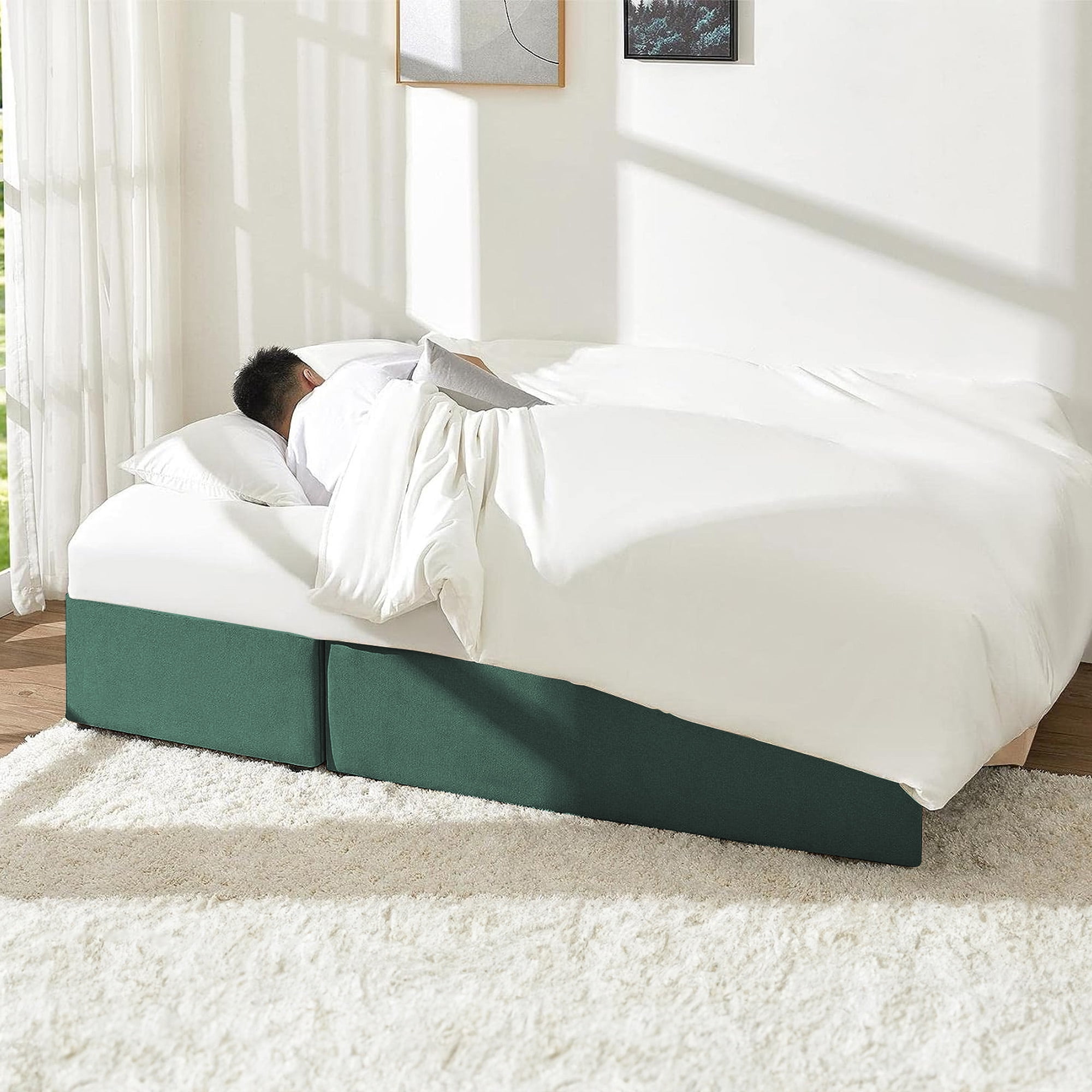 Aukfa 83" Sofa Bed, Sleeper Sofa, Pull Out Bed with Storage Chaise for Living Room, Linen, Green