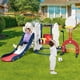 thumbnail image 5 of Historyli Juego infantil 7 en 1 con temática de cactus para interior y exterior,tobogán extralargo de 193 cm con columpio ajustable,tobogán,aro de baloncesto y fútbol,para edades de 1 a 3 años, 5 of 9