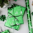 thumbnail image 6 of Reindeer Christmas Wrapping Paper Roll Metallic Green Solid Color Gift Wrap for Christmas Fathers Day Baby Shower, Gender Reveal Party, Hanukkah - Mini Roll - 17 In X 32.8 Ft(46.5 sqft), 6 of 13
