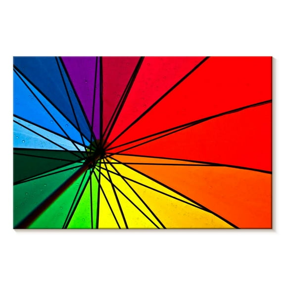 Elephant Stock Multicolored Umbrella Wall Art - Horizontal Canvas Wall Art - Living Room Wall Decor - Decor Elements Canvas - Red And Yellow Decor - 12" x 8"