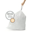 thumbnail image 3 of simplehuman Code Q Custom Fit Drawstring Trash Bags in Dispenser Packs, 60 Count, 50-65 Liter / 13-17 Gallon, White, 3 of 5