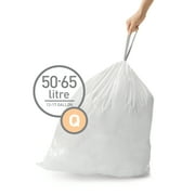 simplehuman Code Q Custom Fit Drawstring Trash Bags in Dispenser Packs, 60 Count, 50-65 Liter / 13-17 Gallon, White