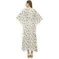 thumbnail image 4 of Bimba Printed Caftan Long White Maxi Boho Kaftan Cover Up Drawstring Waist-10, 4 of 5