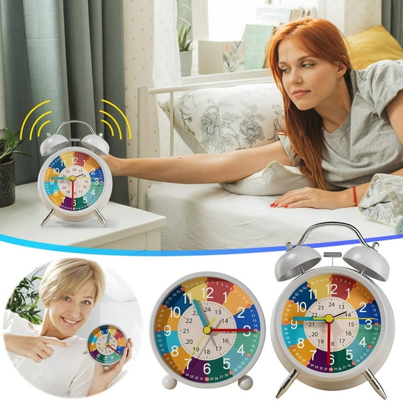 Reloj Despertador Silencioso para Niños | Reloj Analógico Educativo con Luz Nocturna | Sin Tictac | Colorido para Niños | Regalo para Niños y Niñas