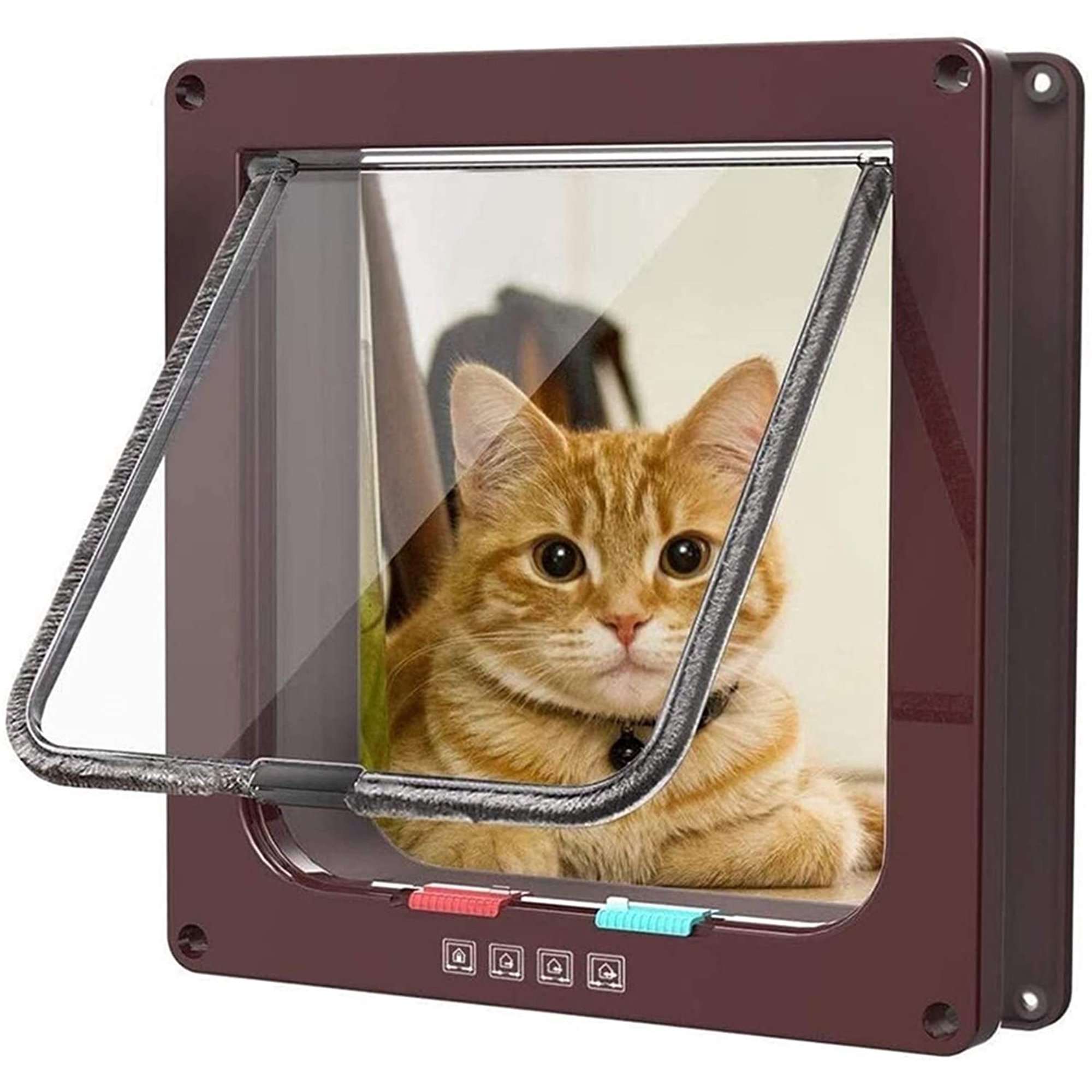Chatiere Chatiere Chatiere 4 Voies Serrure Magnetique Pour Chats Et Petits Chiens Porte Chien Porte Chat Chatiere Chatiere M Marron Walmart Canada