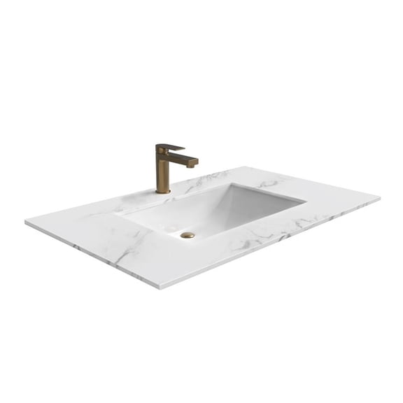 Monica 36" Porcelain Ceramic Center Basin Vanity Top in White