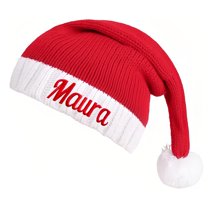 Personalized Christmas Hat with Embroidered Name, Knitted Santa Hat for Kids, Perfect Christmas Gift & Holiday Party Decoration