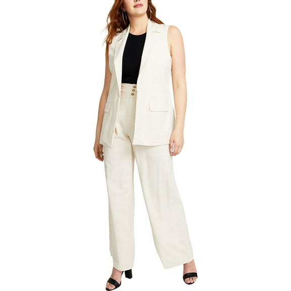 Bar III Womens Petites Pleated Rayon Wide Leg Pants