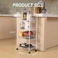 thumbnail image 2 of 4-Tier Metal Rolling Utility Cart, White Multi-Functional Storage Cart with Wheels for Office, Kitchen, Bathroom, 2 of 6
