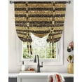 thumbnail image 3 of Black Golden Striped Tie Up Curtains for Window, Luxury Farmhouse Stripes Thermal Insulted Balloon Shade Adjustable Rod Pocket Curtains Valance Panels for Kitchen Bathroom Café 46 x 63, 3 of 7
