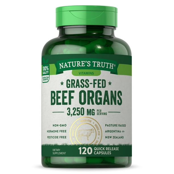 Grass Fed Beef Organs Capsules 120 Count 3250mg Complex of Liver