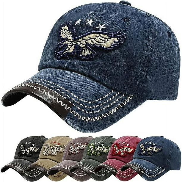 Men Distressed Baseball Cap Unisex Casual Cotton Embroidery cap blue Walmart