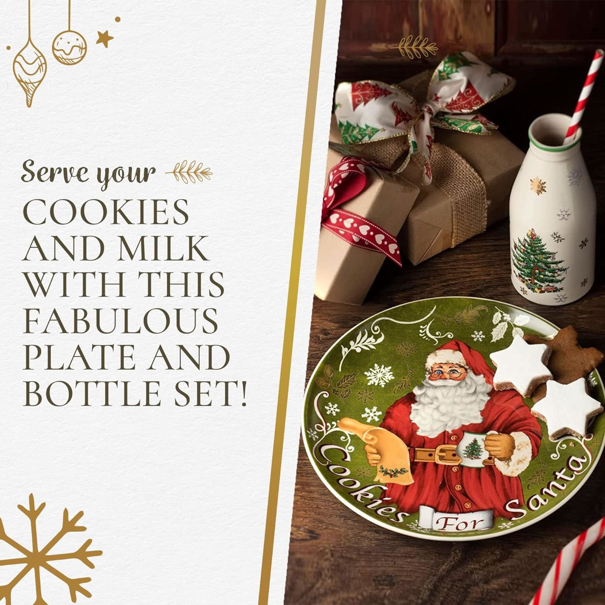 Spode Christmas Tree Plate and Bottle Set (2-Piece) - 8.5 Spode Christmas Tree Plate and Bottle Set (2-Piece) - 8.5