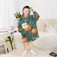 thumbnail image 6 of FORMRS Wearable Blanket Hoodie with Sleeves for Kids Cozy Flannel Sweatshirt, Retro Floral Orange, 6 of 7