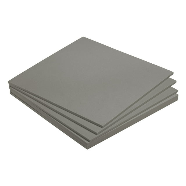 Unique Bargains EVA Foam Sheets in light grey, measuring 9.8 inches by 9.8 inches with a thickness of 5mm. The set includes six flexible and soft foam sheets ideal for crafting projects such as foam flowers, trees, Easter eggs, and Christmas cards. The sheets are easy to cut, shape, and twist, making them suitable for various creative applications.